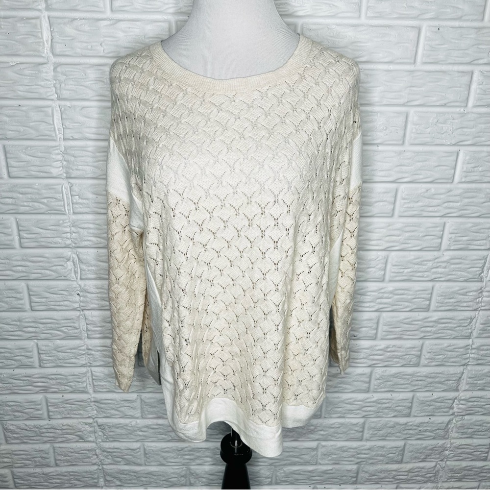 ANTHROPOLOGIE Moth Knit Sweater Cashmere Blend Cream Size M